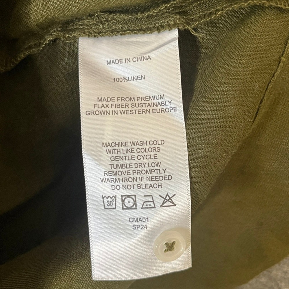 Quince Linen Short Sleeve Shirt Womens XS Martini Olive Camp Lagenlook NEW - Picture 9 of 11
